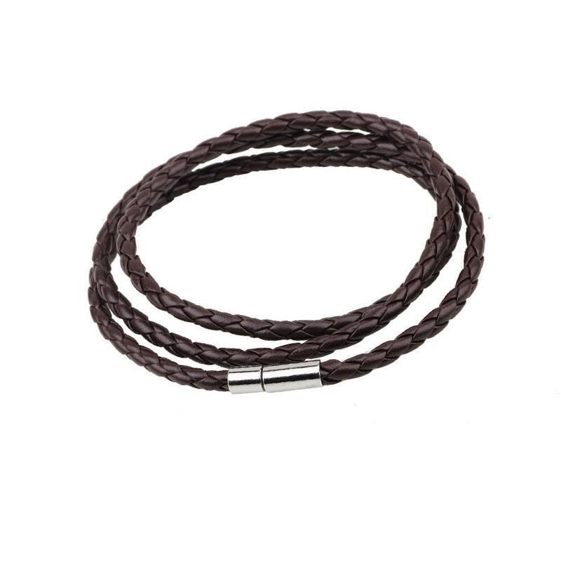 1Pc New Fashion Men Women Three Laps Pu Leather Bracelet Wristband Bangle Punk - Dark Brown V528-LEATHERBRACELET-BROWN-422605