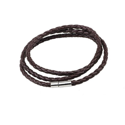1Pc New Fashion Men Women Three Laps Pu Leather Bracelet Wristband Bangle Punk - Dark Brown V528-LEATHERBRACELET-BROWN-422605