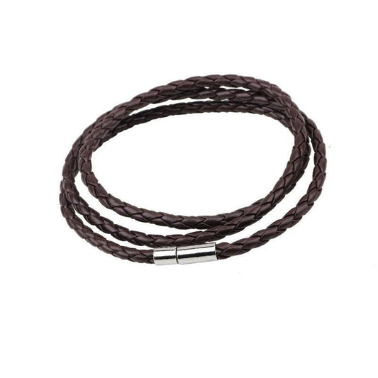 1Pc New Fashion Men Women Three Laps Pu Leather Bracelet Wristband Bangle Punk - Dark Brown V528-LEATHERBRACELET-BROWN-422605