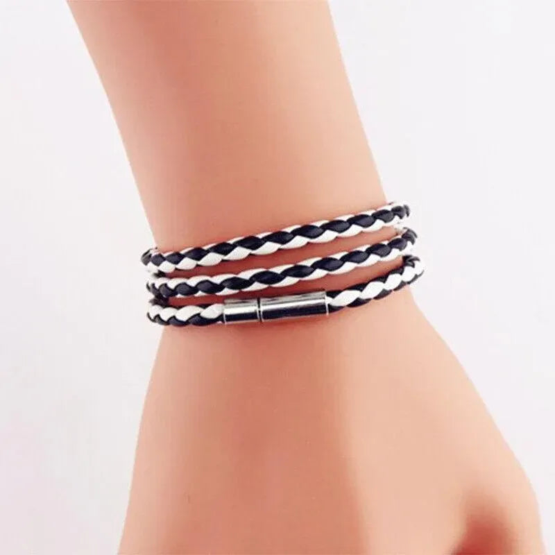 1Pc New Fashion Men Women Three Laps Pu Leather Bracelet Wristband Bangle Punk - Dark Brown V528-LEATHERBRACELET-BROWN-422605