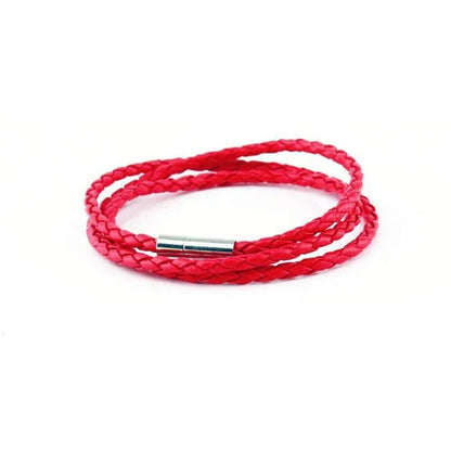 1Pc New Fashion Men Women Three Laps Pu Leather Bracelet Wristband Bangle Punk - Red V528-LEATHERBRACELET-RED-172316