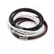 1Pc New Fashion Men Women Three Laps Pu Leather Bracelet Wristband Bangle Punk - Red V528-LEATHERBRACELET-RED-172316