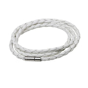 1Pc New Fashion Men Women Three Laps Pu Leather Bracelet Wristband Bangle Punk - White V528-LEATHERBRACELET-WHITE-610804