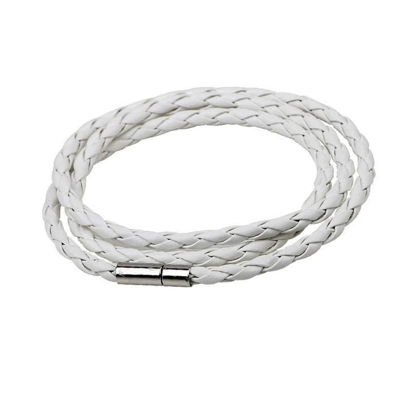1Pc New Fashion Men Women Three Laps Pu Leather Bracelet Wristband Bangle Punk - White V528-LEATHERBRACELET-WHITE-610804