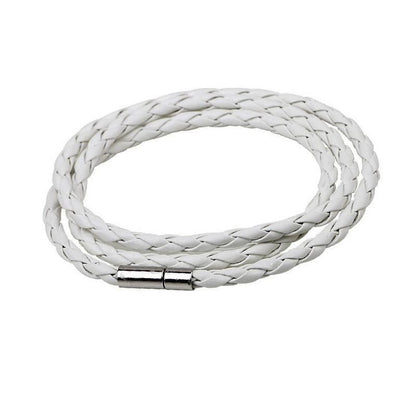 1Pc New Fashion Men Women Three Laps Pu Leather Bracelet Wristband Bangle Punk - White V528-LEATHERBRACELET-WHITE-610804