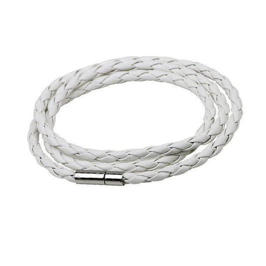 1Pc New Fashion Men Women Three Laps Pu Leather Bracelet Wristband Bangle Punk - White V528-LEATHERBRACELET-WHITE-610804