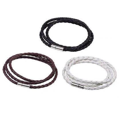 1Pc New Fashion Men Women Three Laps Pu Leather Bracelet Wristband Bangle Punk - White V528-LEATHERBRACELET-WHITE-610804