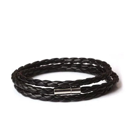 1Pc New Fashion Men Women Three Laps Pu Leather Bracelet Wristband Bangle Punk - White V528-LEATHERBRACELET-WHITE-610804