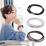 1Pc New Fashion Men Women Three Laps Pu Leather Bracelet Wristband Bangle Punk - White V528-LEATHERBRACELET-WHITE-610804