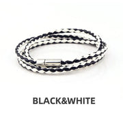 1Pc New Fashion Men Women Three Laps Pu Leather Bracelet Wristband Bangle Punk - White V528-LEATHERBRACELET-WHITE-610804