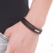 1Pc New Fashion Men Women Three Laps Pu Leather Bracelet Wristband Bangle Punk - White V528-LEATHERBRACELET-WHITE-610804