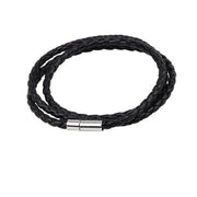 1Pc New Fashion Men Women Three Laps Pu Leather Bracelet Wristband Bangle Punk - White V528-LEATHERBRACELET-WHITE-610804