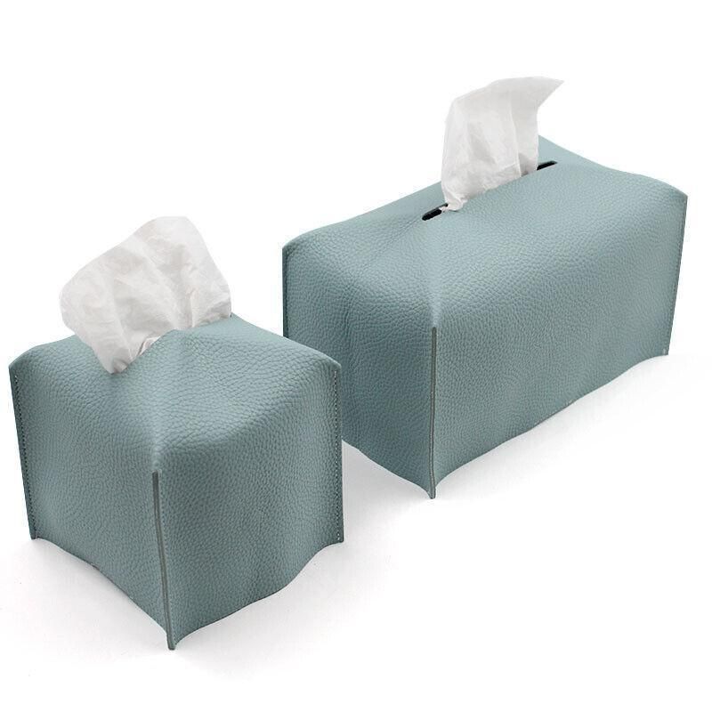 Large Size Tissue Box Dispenser Paper Holder Napkin Case Pu Leather Cover - Black V528-LEATHERTISSUEBO-BLACK-L-47185