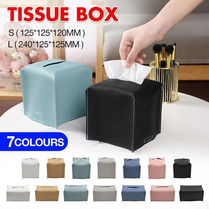 Large Size Tissue Box Dispenser Paper Holder Napkin Case Pu Leather Cover - Yellow V528-LEATHERTISSUEBO-YELLOW-L-65323