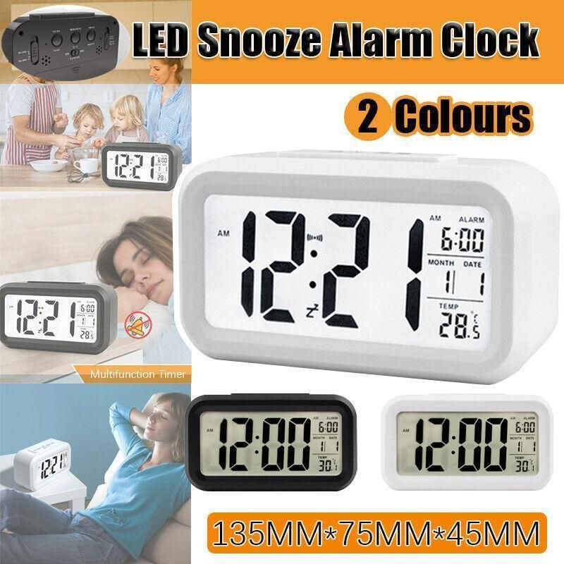 Digital Bedside Led Snooze Alarm Clock Time Temperature Day/Night Desktop Clock - White V528-LEDALARMCLOCK-WHITE-332845