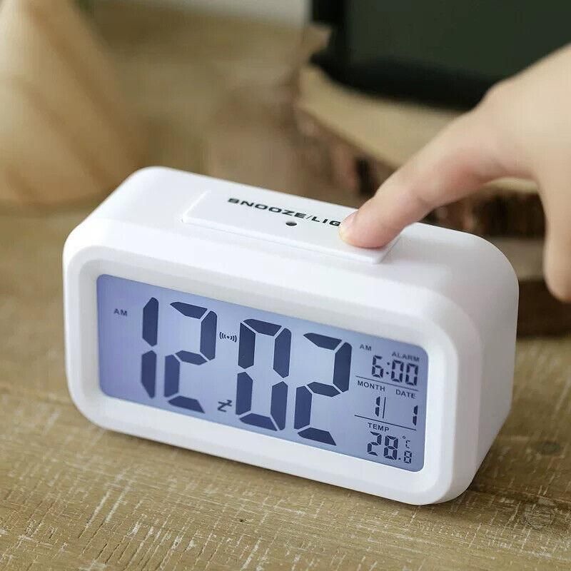 Digital Bedside Led Snooze Alarm Clock Time Temperature Day/Night Desktop Clock - White V528-LEDALARMCLOCK-WHITE-332845
