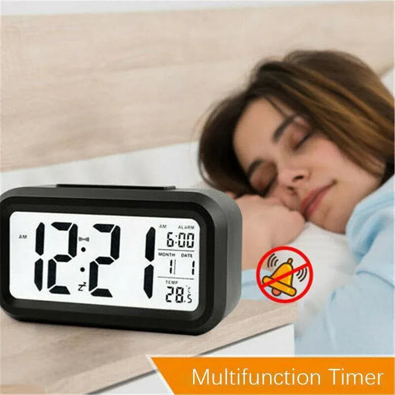 Digital Bedside Led Snooze Alarm Clock Time Temperature Day/Night Desktop Clock - White V528-LEDALARMCLOCK-WHITE-332845