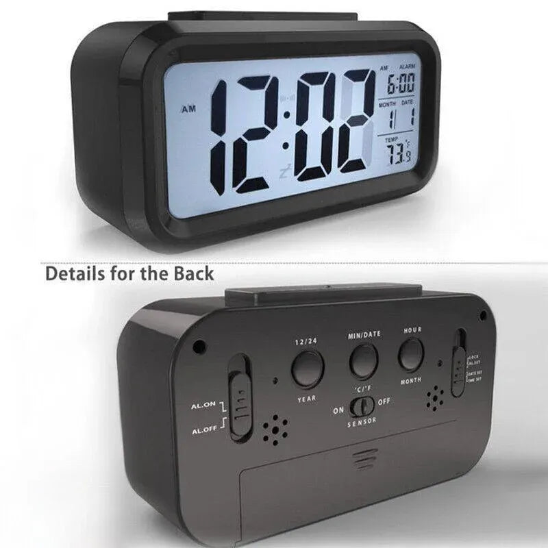 Digital Bedside Led Snooze Alarm Clock Time Temperature Day/Night Desktop Clock - White V528-LEDALARMCLOCK-WHITE-332845