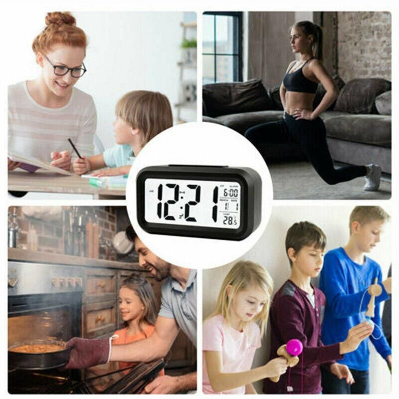 Digital Bedside Led Snooze Alarm Clock Time Temperature Day/Night Desktop Clock - White V528-LEDALARMCLOCK-WHITE-332845