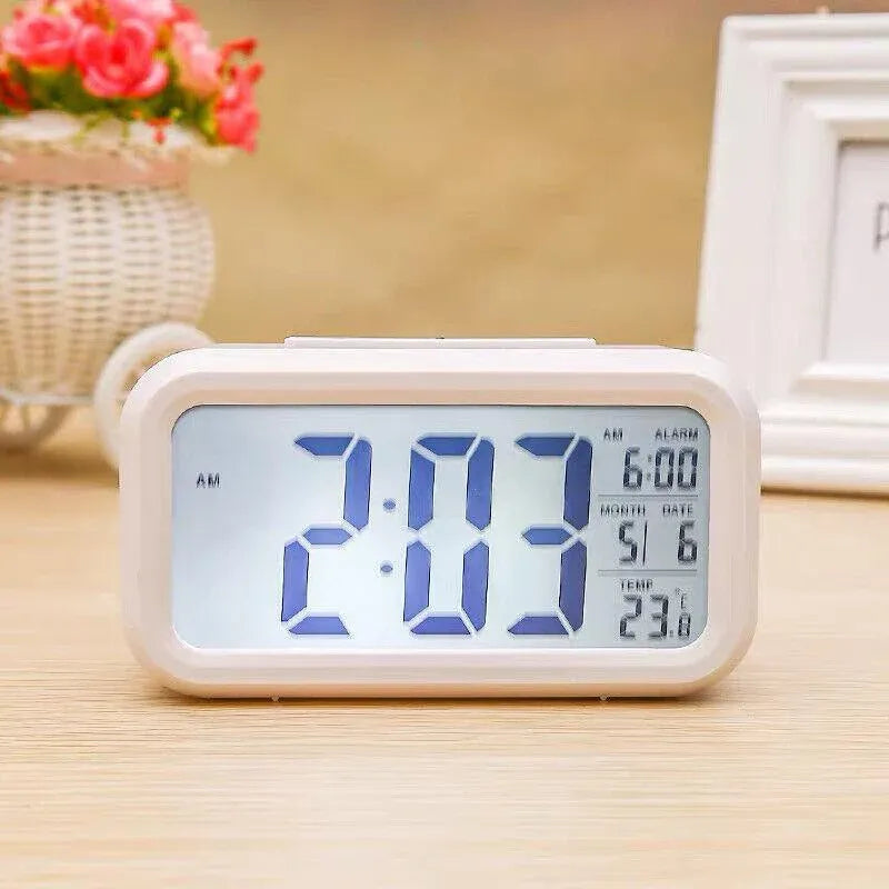 Digital Bedside Led Snooze Alarm Clock Time Temperature Day/Night Desktop Clock - White V528-LEDALARMCLOCK-WHITE-332845