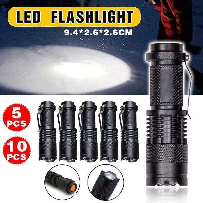 5/10x Mini Q5 LED Flashlight Torch Adjustable Focus Zoom Light Lamp 1200LM - 5PCS V528-LEDFLASHLIGHT-5PCS-349801