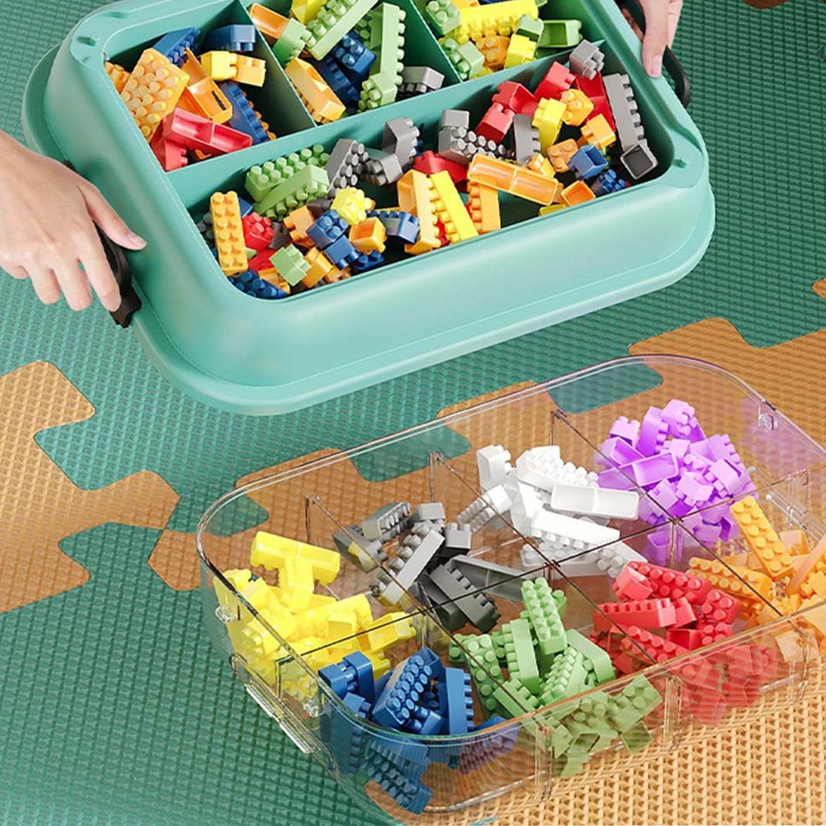 3-Layer Stackable Storage Box for Building Blocks Toy Organizer with Sorting Trays - Green V528-LEGO-STORAGE-GREEN-732458