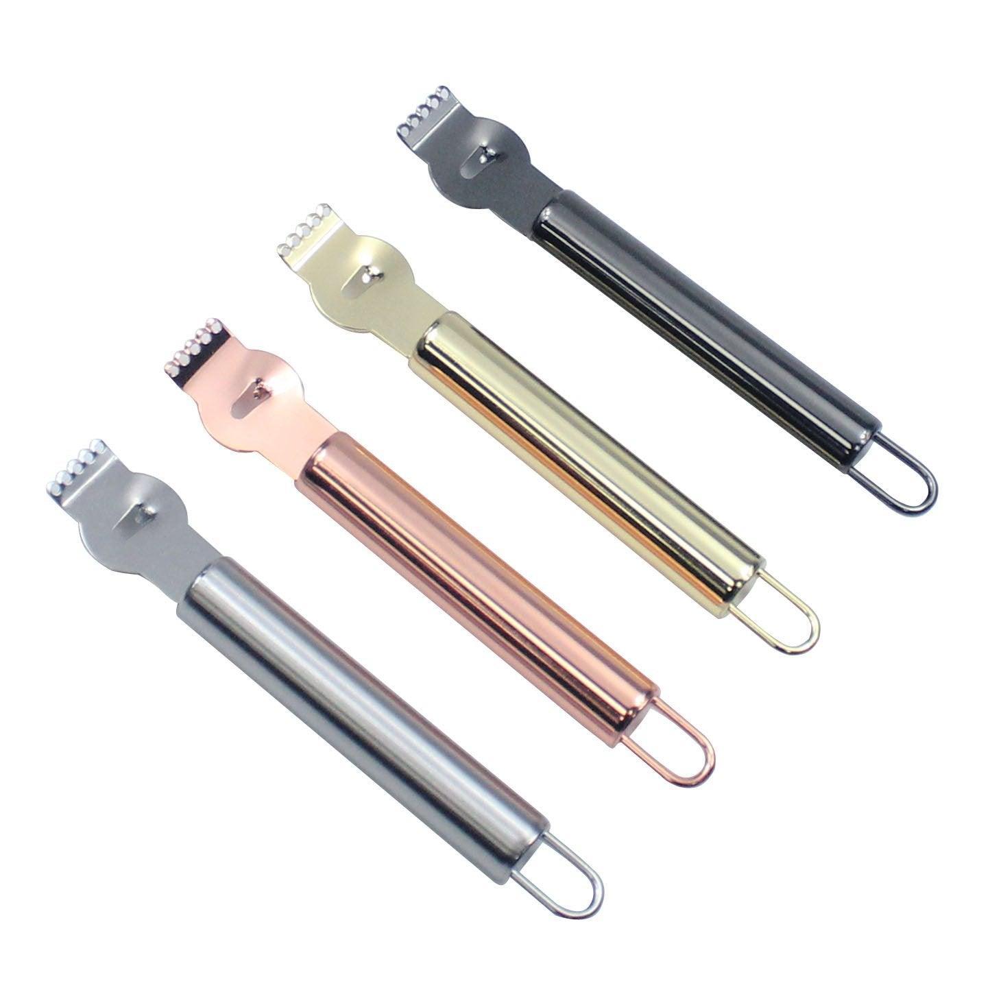 Lemon Zester Grater Knife Tool Stainless Steel with Channel Garnish Citrus Lime - Gold V528-LEMONZESTER-GOLD-206058