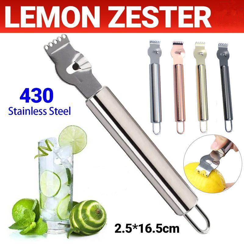 Lemon Zester Grater Knife Tool Stainless Steel with Channel Garnish Citrus Lime - Silver V528-LEMONZESTER-SILVER-384266