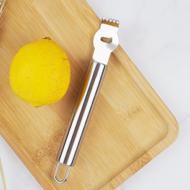 Lemon Zester Grater Knife Tool Stainless Steel with Channel Garnish Citrus Lime - Silver V528-LEMONZESTER-SILVER-384266