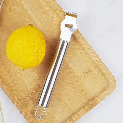 Lemon Zester Grater Knife Tool Stainless Steel with Channel Garnish Citrus Lime - Silver V528-LEMONZESTER-SILVER-384266