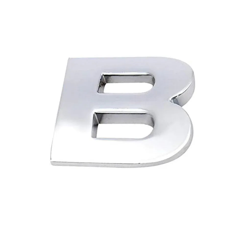 A-Z Alphabet Letters Car Sticker Self Adhesive Auto Badge Emblem 3D Chrome Good - B V528-LETTER-NUMBER-B35496