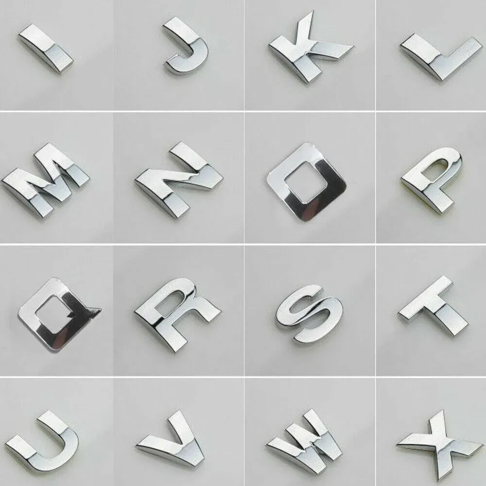 A-Z Alphabet Letters Car Sticker Self Adhesive Auto Badge Emblem 3D Chrome Good - B V528-LETTER-NUMBER-B35496