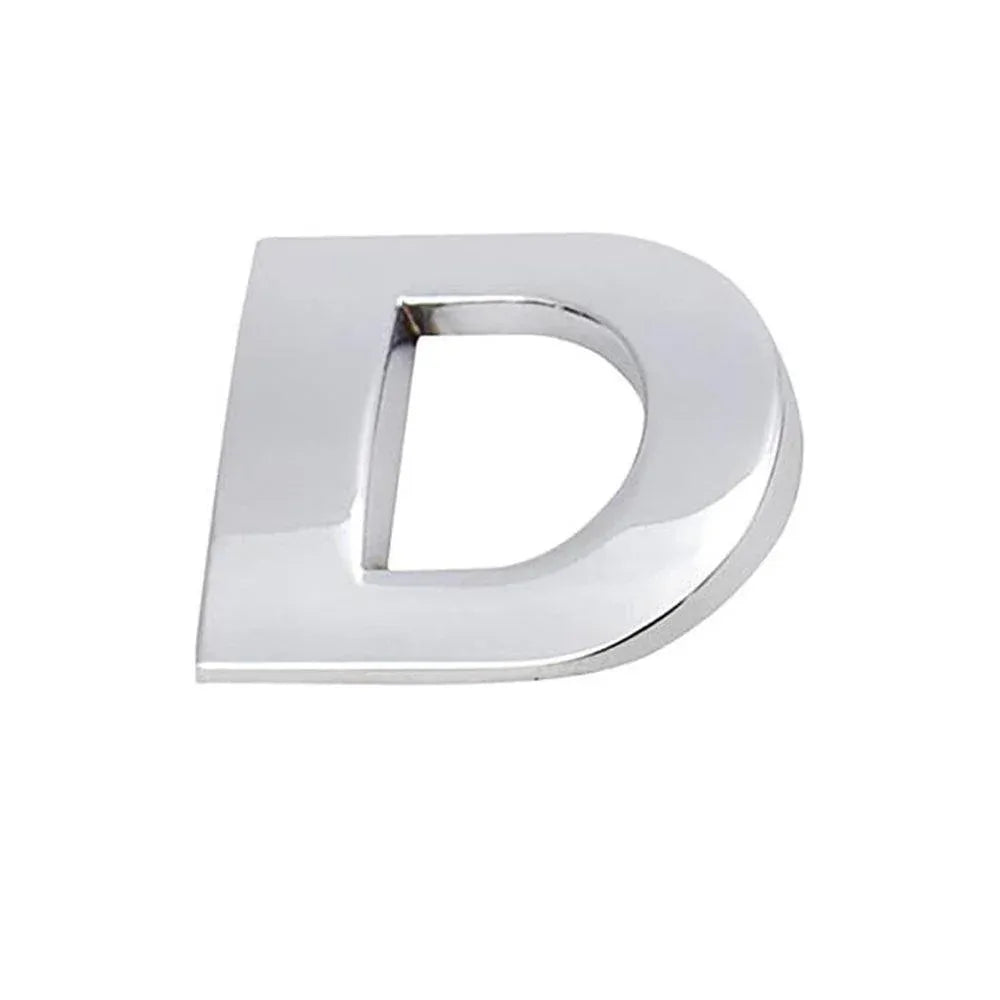 A-Z Alphabet Letters Car Sticker Self Adhesive Auto Badge Emblem 3D Chrome Good - D V528-LETTER-NUMBER-D77038