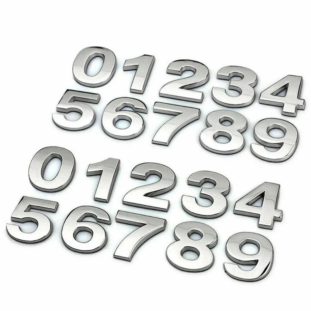 A-Z Alphabet Letters Car Sticker Self Adhesive Auto Badge Emblem 3D Chrome Good - D V528-LETTER-NUMBER-D77038