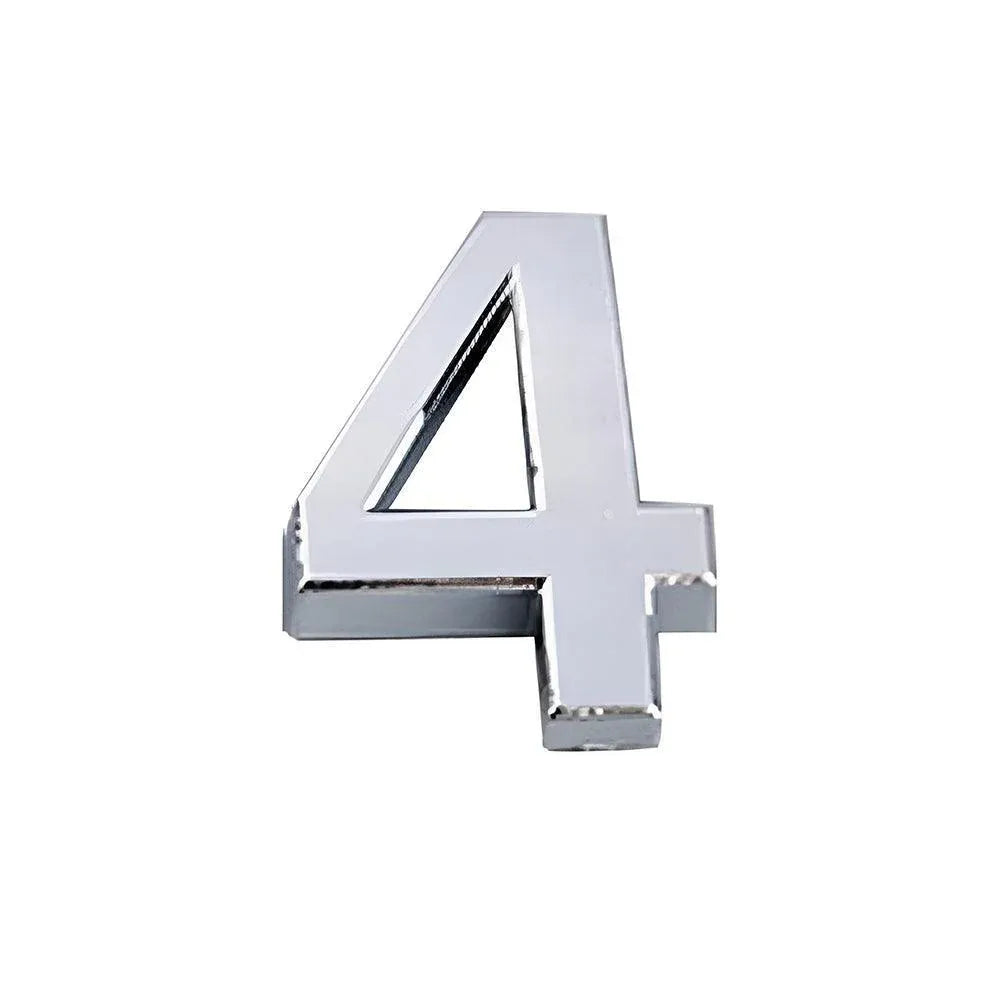 A-Z Alphabet Letters Car Sticker Self Adhesive Auto Badge Emblem 3D Chrome Good - Number 4