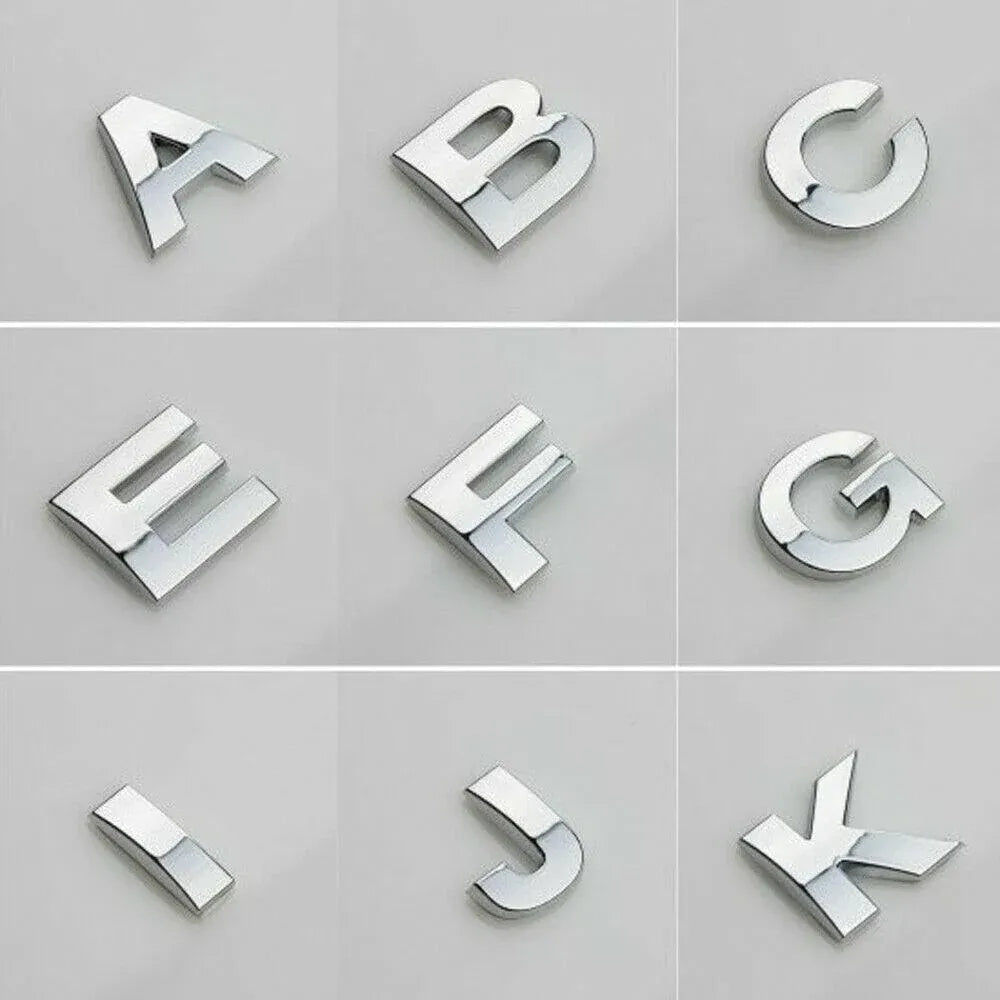 A-Z Alphabet Letters Car Sticker Self Adhesive Auto Badge Emblem 3D Chrome Good - Q V528-LETTER-NUMBER-Q41789