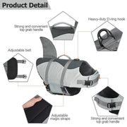 Pet Life Jacket Dog Swim Vest Outdoor Water Gear for Summer Swimming Activities - Grey L V528-LIFE-JACKET-GREY-L-770029