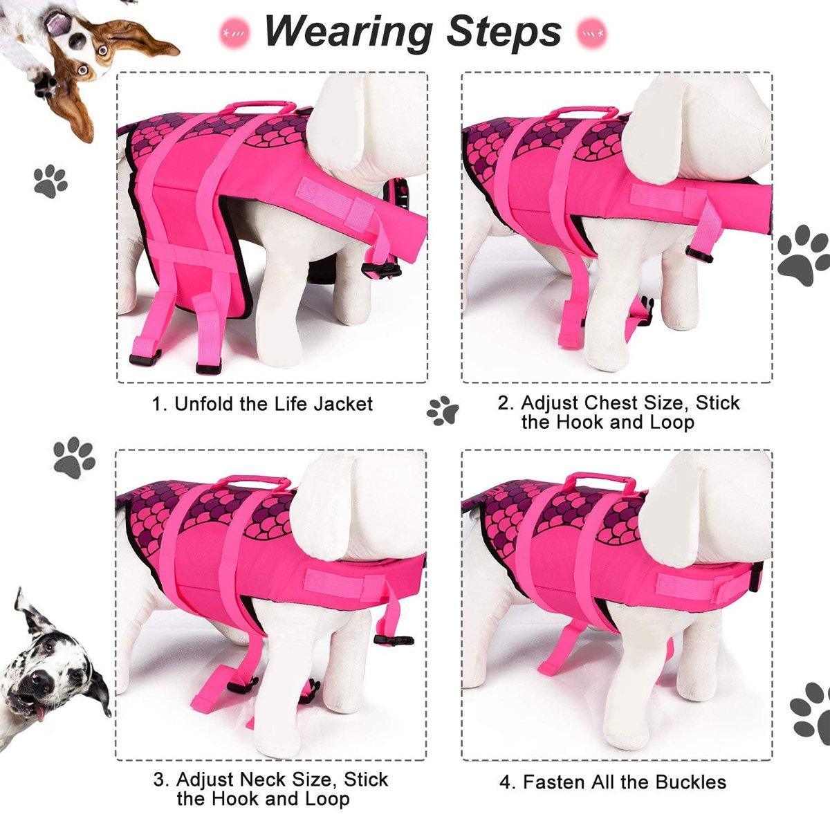 Pet Life Jacket Dog Swim Vest Outdoor Water Gear for Summer Swimming Activities - Pink S V528-LIFE-JACKET-PINK-S-324596