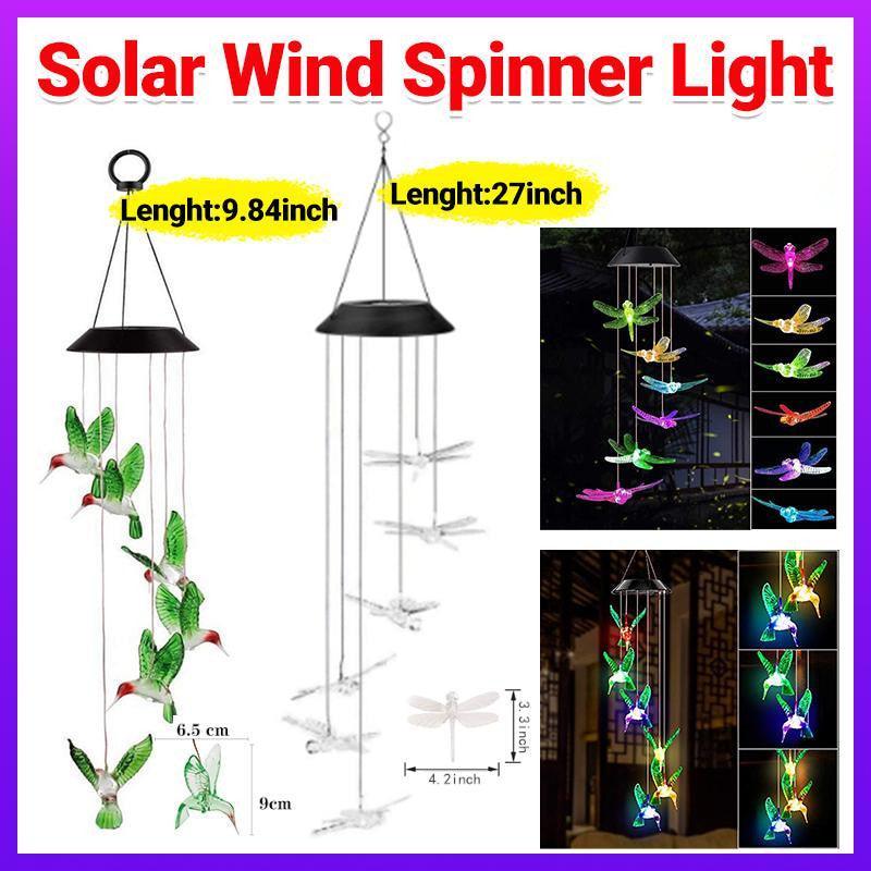 Wind Chimes Solar Powered Led Lights Changing Hanging Garden Yard Outdoor Decor - Dragonfly V528-LIGHTS-DRAGONFLY-639976