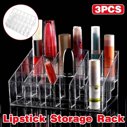 3pcs Transparent Lipstick Organizer Cosmetic Holder Storage Box for Makeup V528-LIPSTICK-STORAGE-24-3PCS-899035