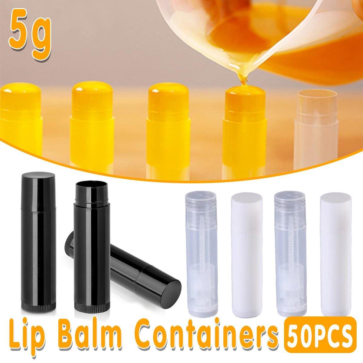 50pcs Lip Glaze Tubes Round Refillable PP Material Lip Balm Containers Red Tube - White V528-LIPSTICK-TUBE-50PCS-WHITE-811203