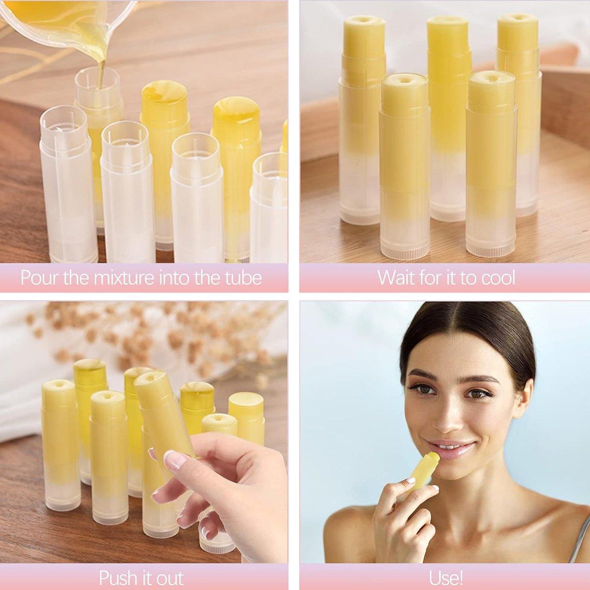 50pcs Lip Glaze Tubes Round Refillable PP Material Lip Balm Containers Red Tube - White V528-LIPSTICK-TUBE-50PCS-WHITE-811203