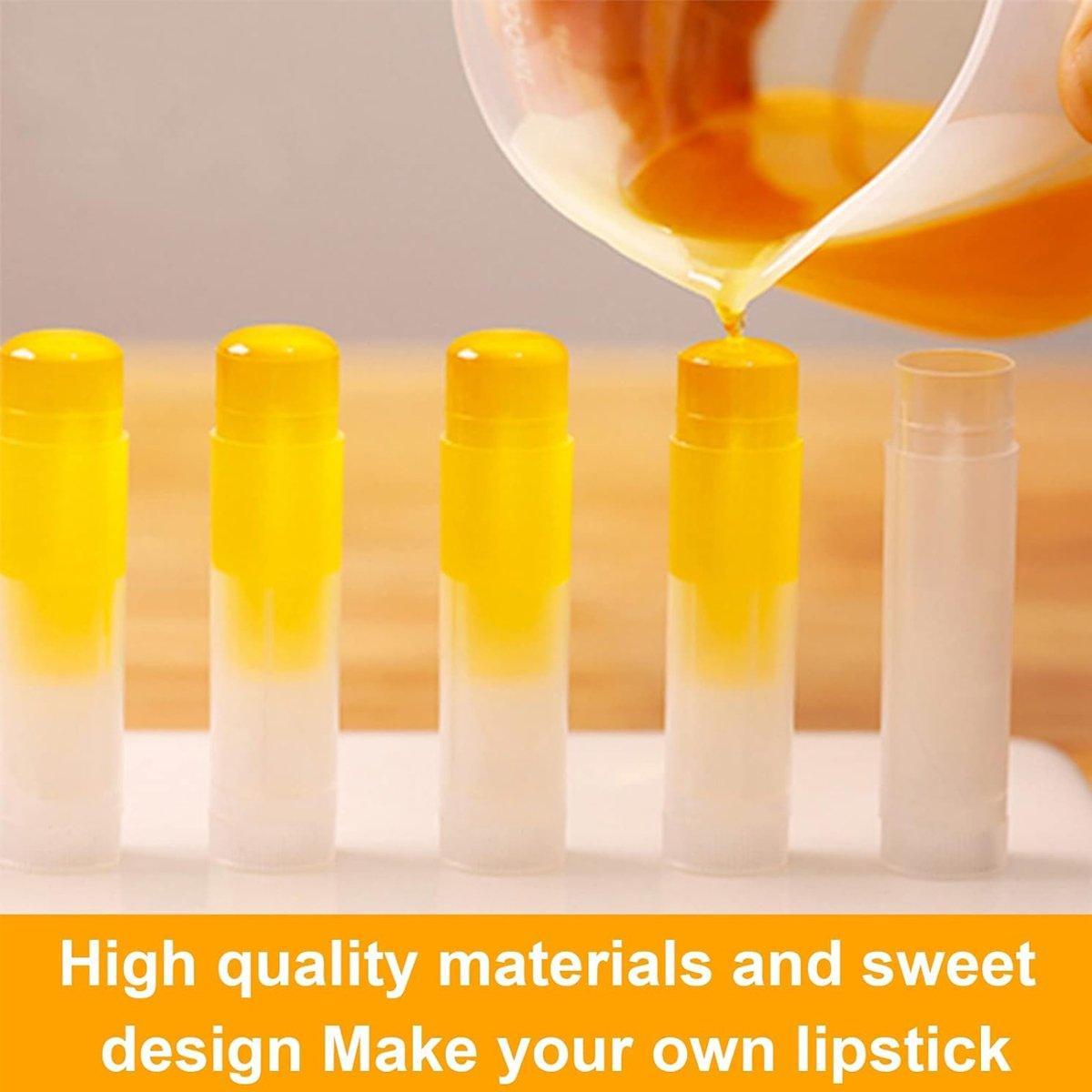 50pcs Lip Glaze Tubes Round Refillable PP Material Lip Balm Containers Red Tube - White V528-LIPSTICK-TUBE-50PCS-WHITE-811203