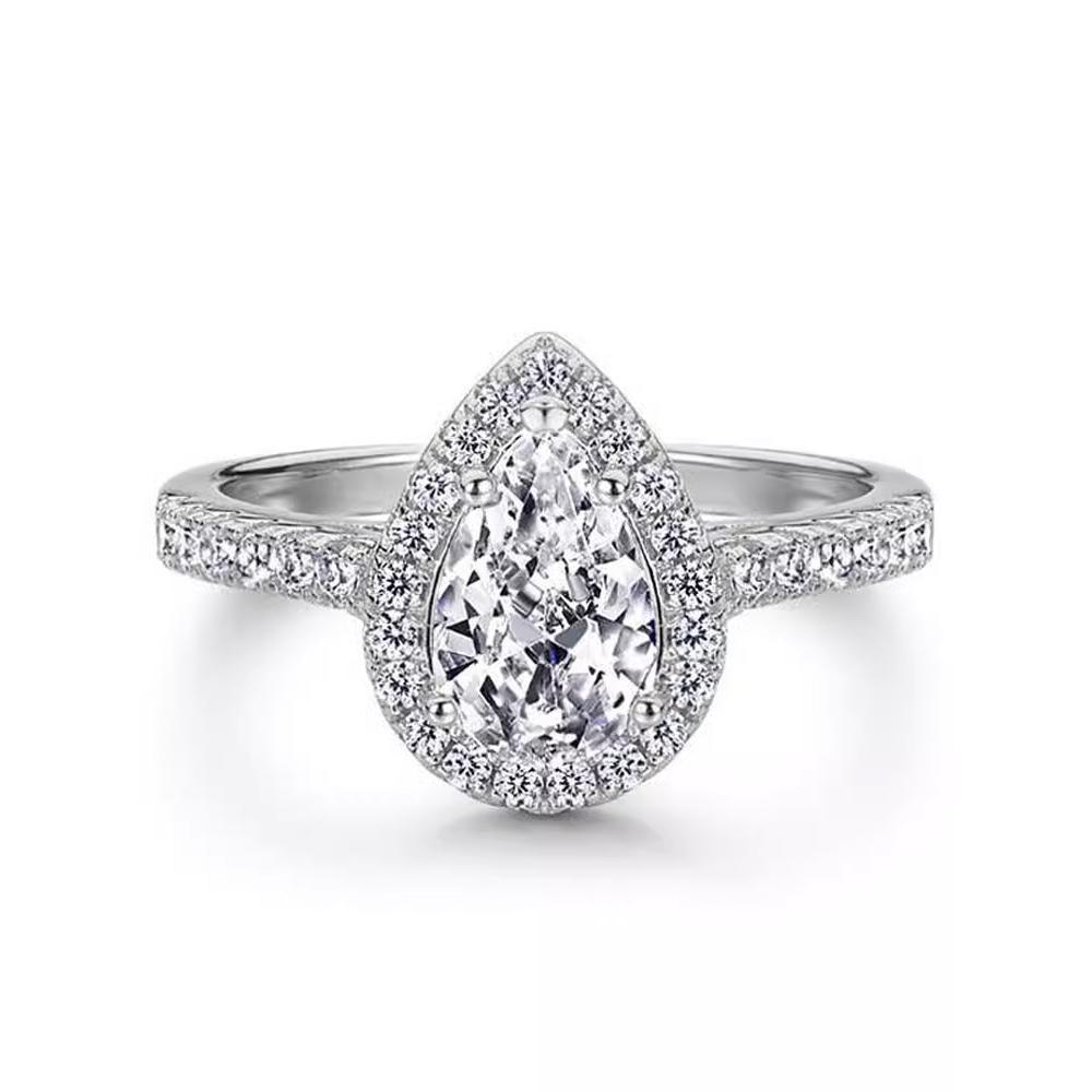 Sparkling Pear Shaped Zircon Cluster Ring Pear Shape Engagement Women Gift - 10