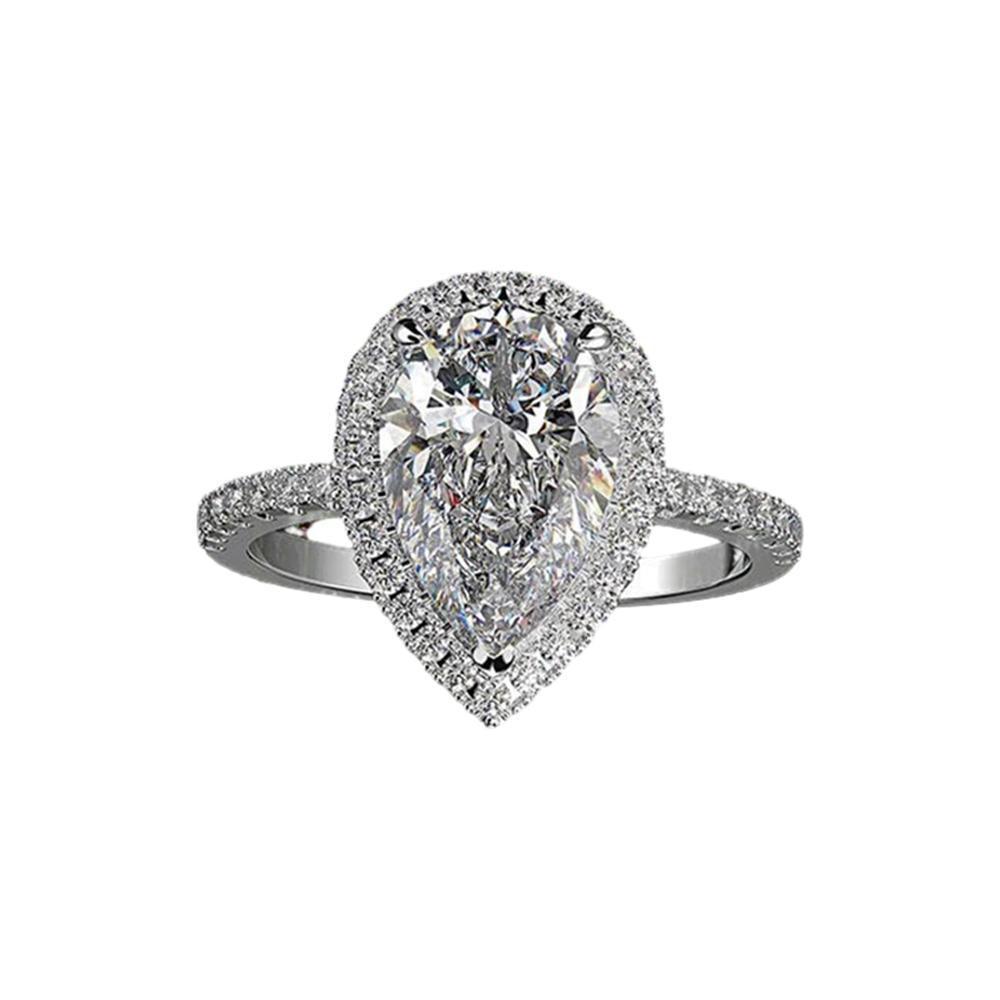 Sparkling Pear Shaped Zircon Cluster Ring Pear Shape Engagement Women Gift - 10