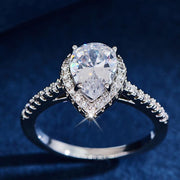 Sparkling Pear Shaped Zircon Cluster Ring Pear Shape Engagement Women Gift - 5