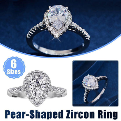 Sparkling Pear Shaped Zircon Cluster Ring Pear Shape Engagement Women Gift - 6 V528-LK56-6-272893