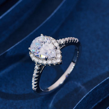 Sparkling Pear Shaped Zircon Cluster Ring Pear Shape Engagement Women Gift - 7 V528-LK56-7-908088