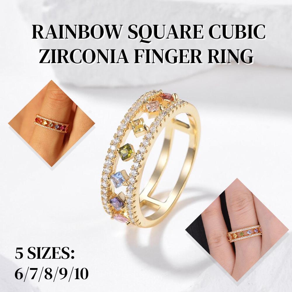 Rainbow Gold Ring Women Fashion Colorful Band Jewelry Gift 6-10 Sizes Ring - 10 V528-LK562-10-797587