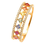 Rainbow Gold Ring Women Fashion Colorful Band Jewelry Gift 6-10 Sizes Ring - 10